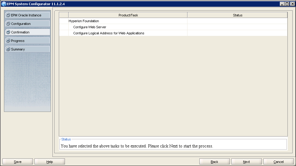 EPM System Configurator 11.1.2.4 - Confirmation
