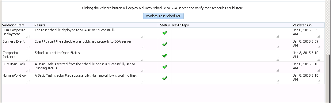 Close Manager Validation : Validate Test Scheduler - Configuration Information