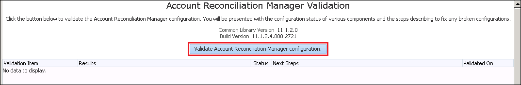 Account Reconciliation Manager Validation