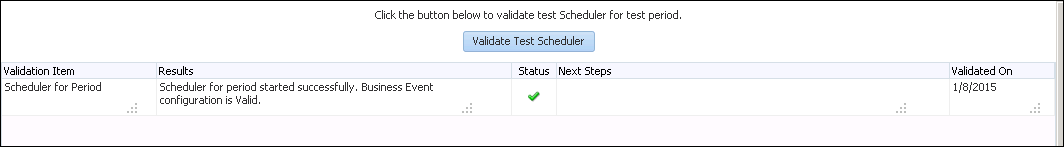 Account Reconciliation Manager: Validate Test Scheduler - Configuration Information