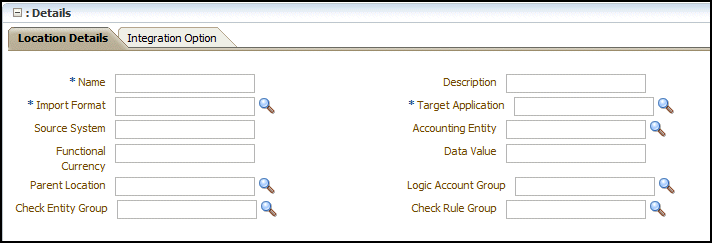 Location details - blank