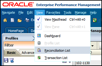 Select View Reconciliation