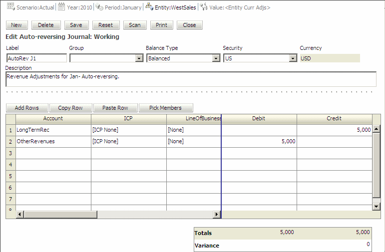 Creating Autoreversing Journals in Oracle® Hyperion Financial