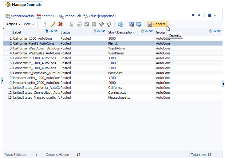 Viewing, Printing, and Extracting Automated Consolidation Journals in