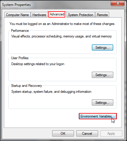 System Properties dialog box