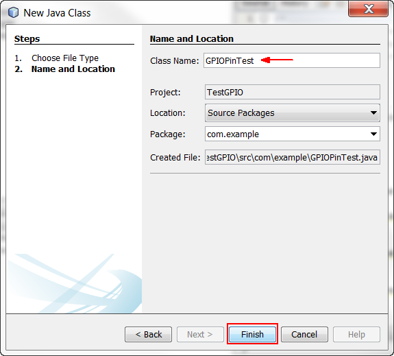 New Java Class dialog