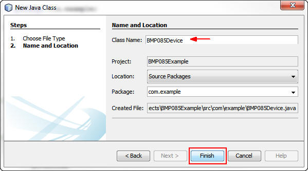 New Java Class dialog