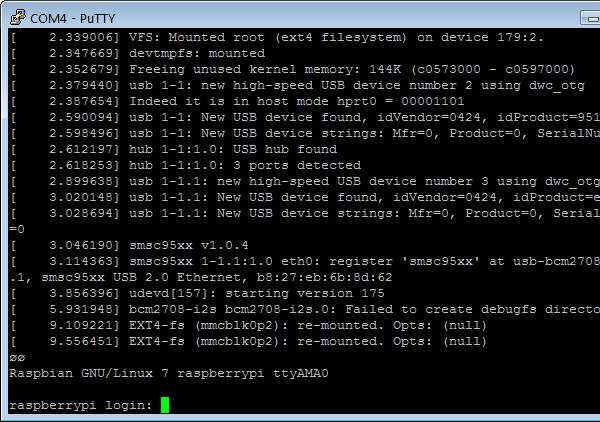 Raspberry Pi output to console