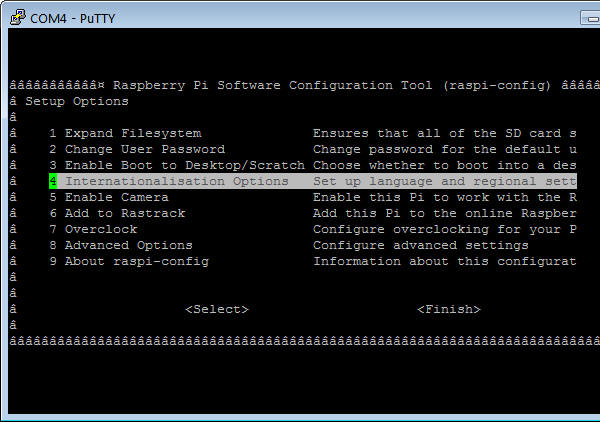 Raspberry Configuration Screen