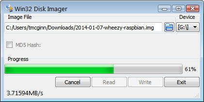 Win32 Disk Imager Progress meter