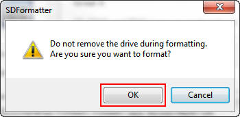 Click OK SD Formatter Confirm dialog