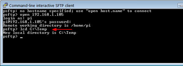 Change the local directory PSFTP Window