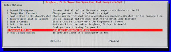 Raspberry Configuration Screen