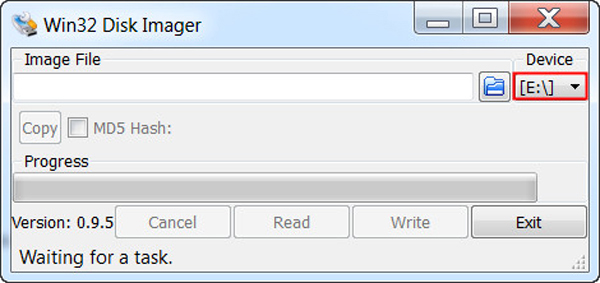 The SD card drive is selectdd