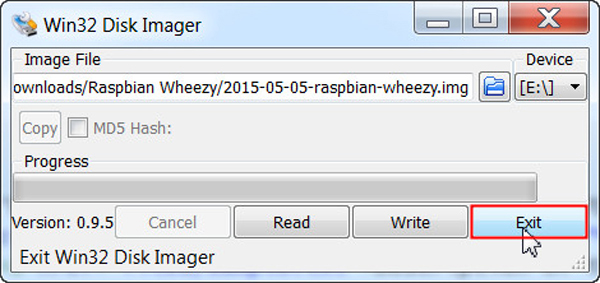 Exit Win32 Disk Imager