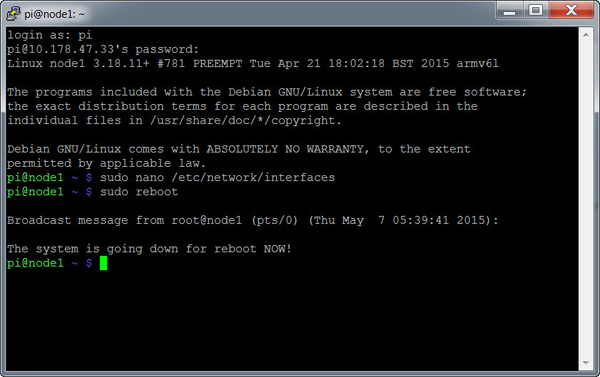 Rebooting the Raspberry Pi