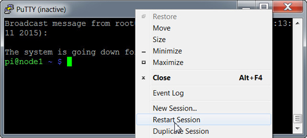 Restarting the session