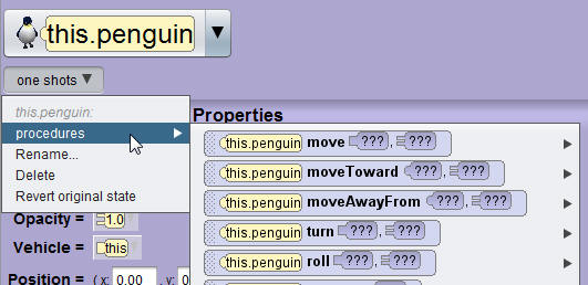 One Shot Procedure Menu