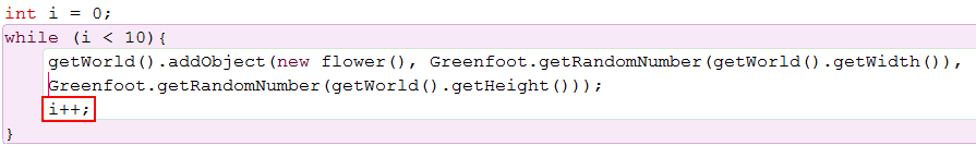 While Loop Add Flower Code Increment Loop