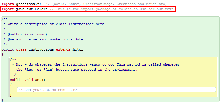 Color Import Statement
