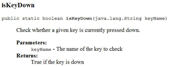 isKeyDown() Method Signature