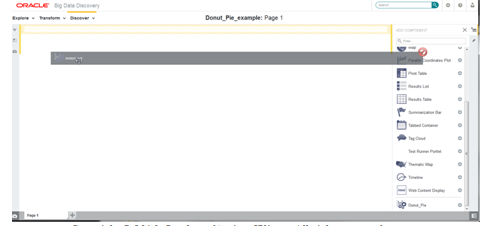Shows dragging the Custom Visualization Component from the Add Component menu and dropping it onto the Discover page.