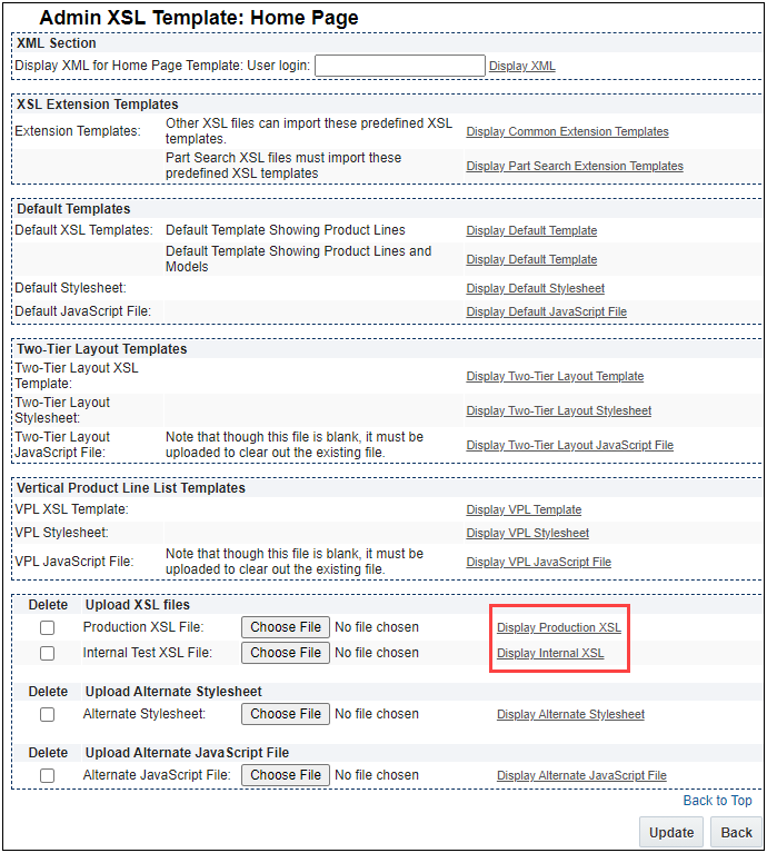 Admin XSL Template: Home Page
