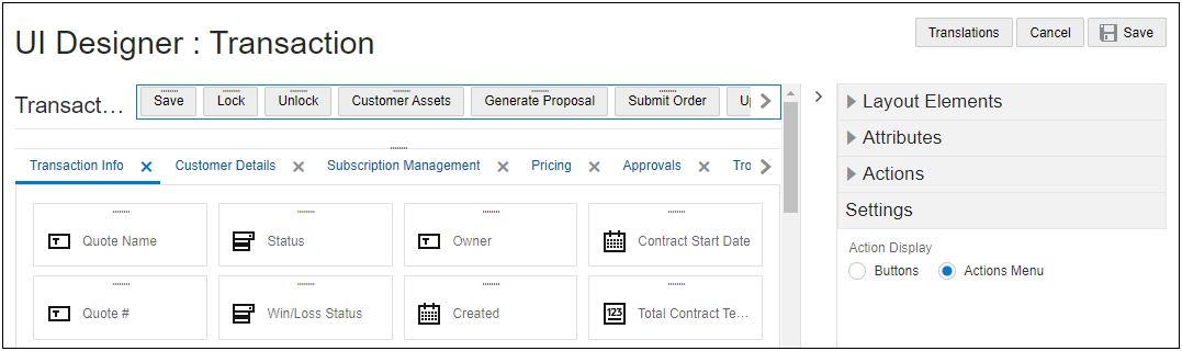 Action Toolbar Settings
