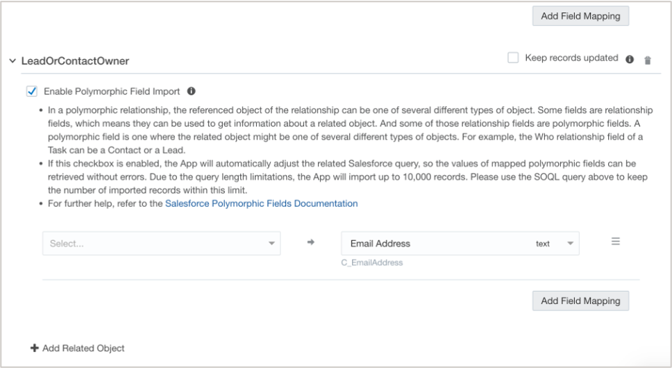 App Configuration for Oracle CX Sales Integration