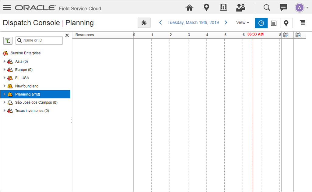 Dispatch Console Showing Resource Tree - Expanded Mode
