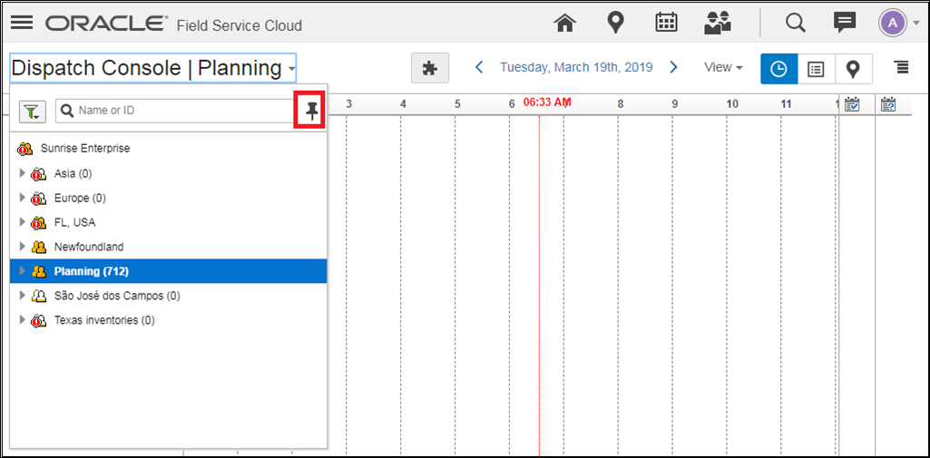 Dispatch Console Showing Resource Tree - Pinned
