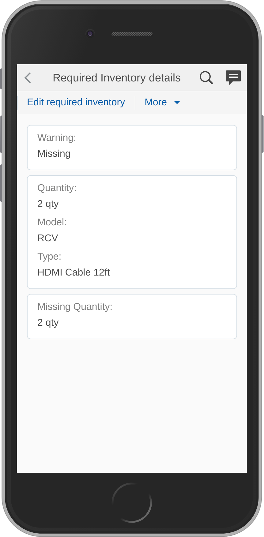 Edit Required Inventory Details