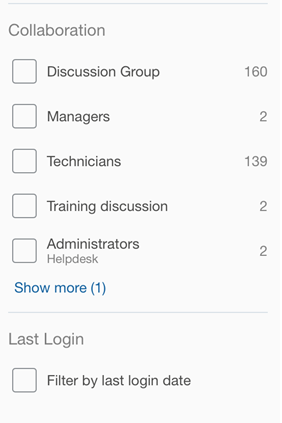 Filter Resources Screen Showing More Link