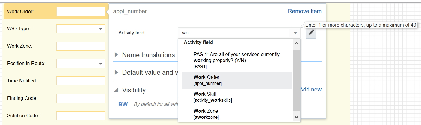 Auto-suggested fields displayed during binding