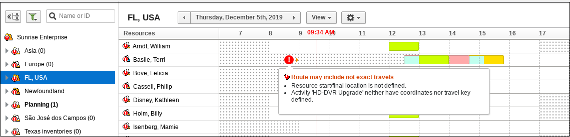 Time View Showing Route-Level Travel Alerts