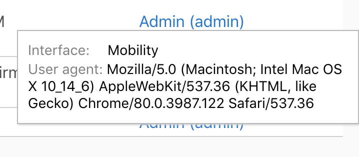 Hint for the user in the User column