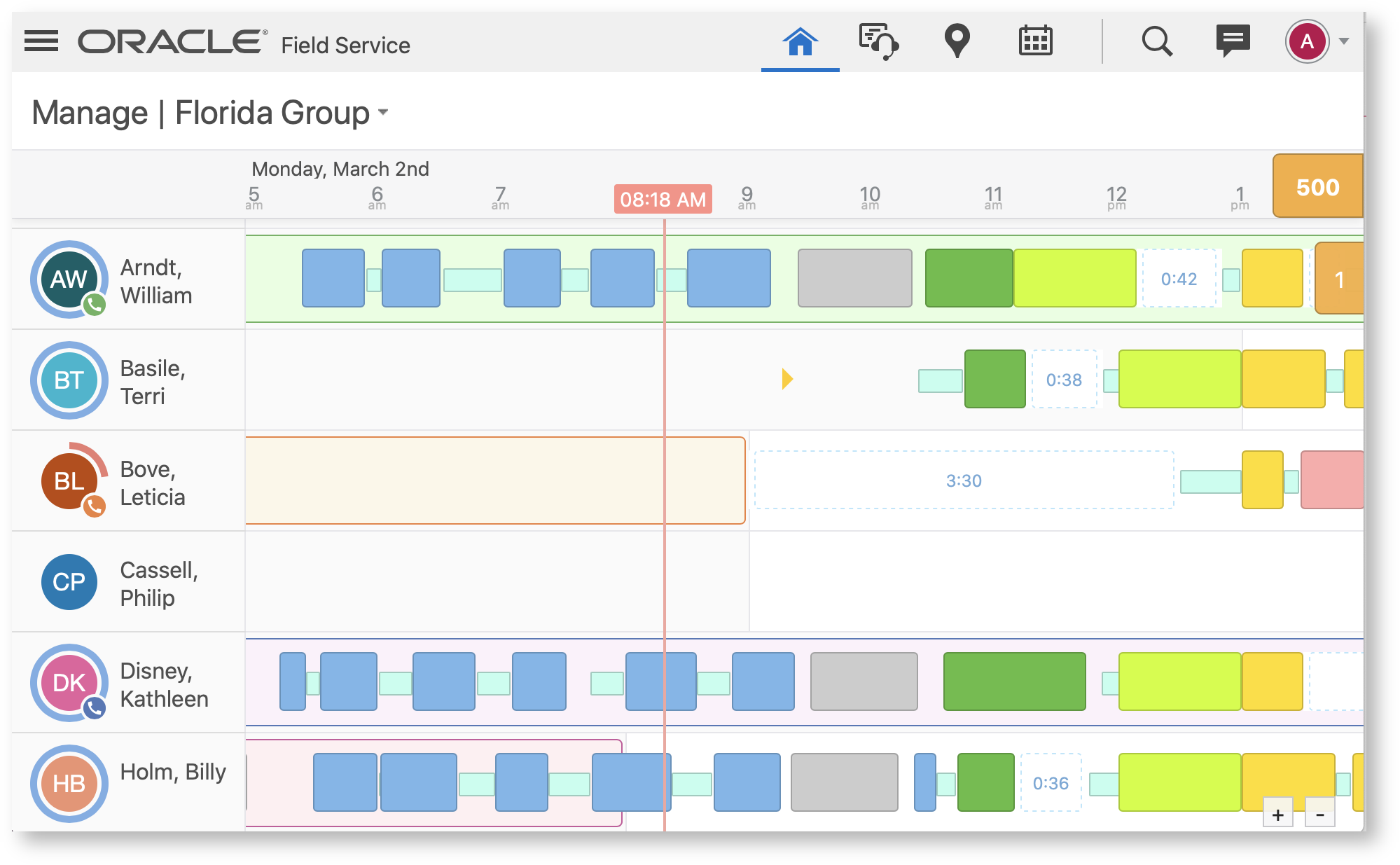 On-call badge on the resource avatar