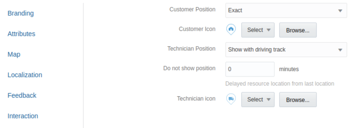 This screenshot shows the Customer Position field on the Map tab.