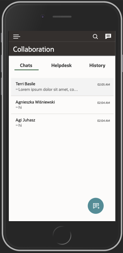 Collaboration window in portrait mode on a small screen device