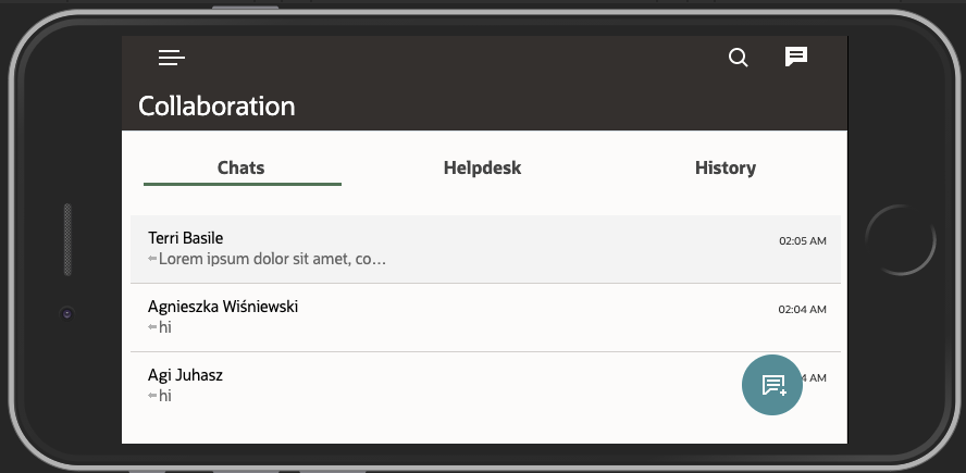 Collaboration window in landscape mode on a small screen device