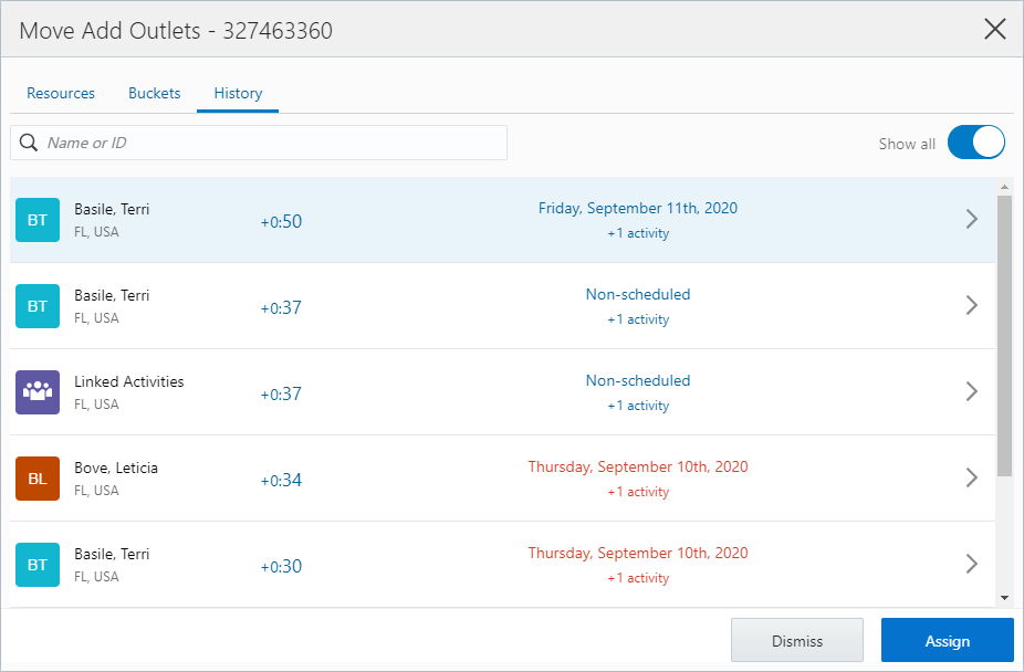 Assignment Assistant History page