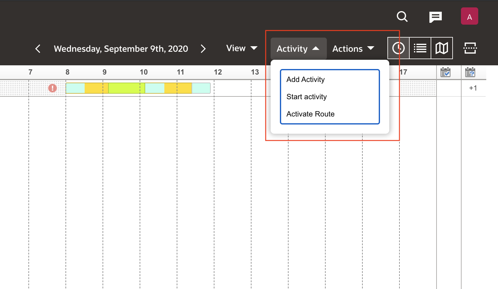 Multiple actions and group of actions configured on the Dispatch Console