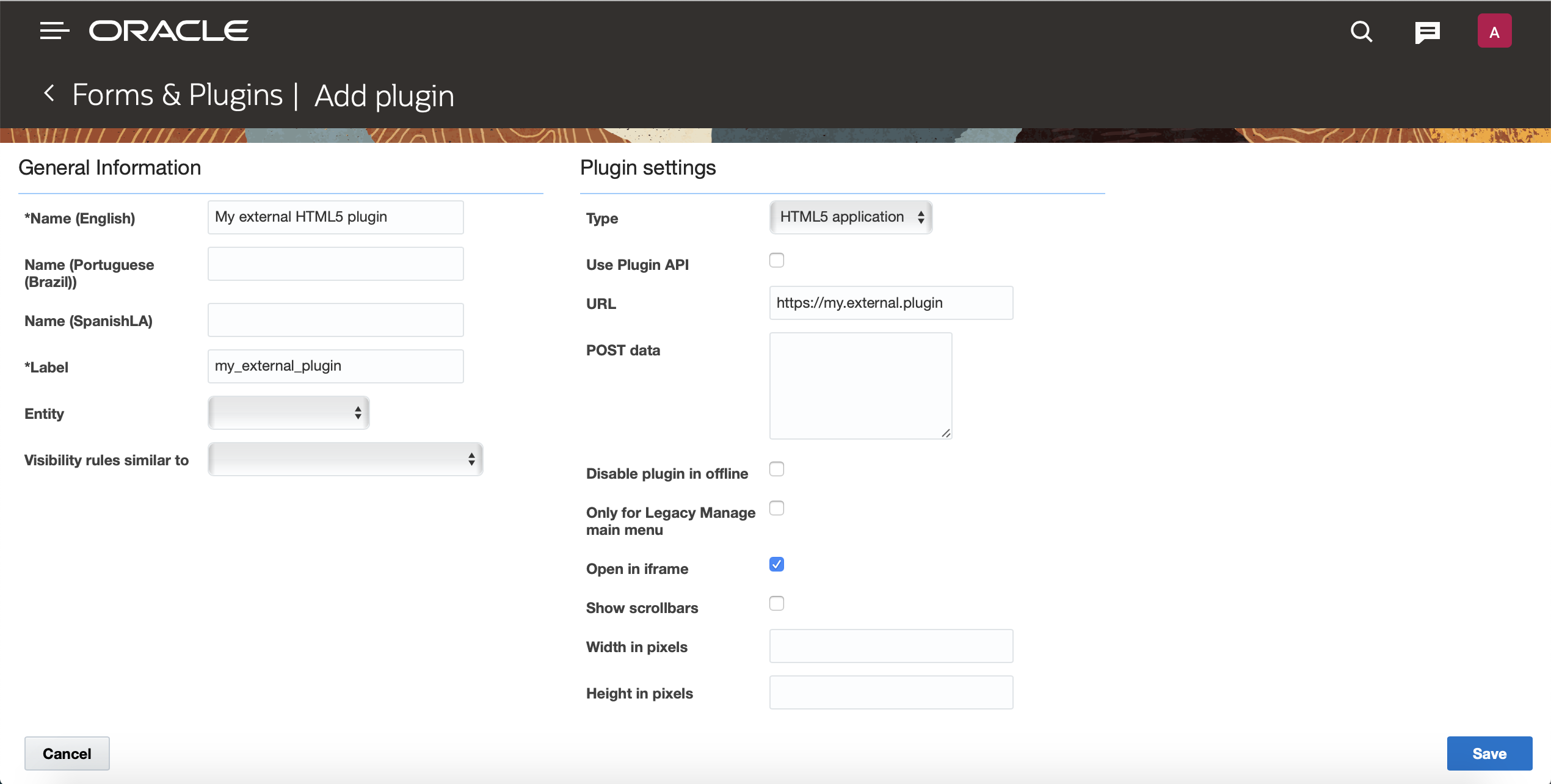 Configure a plug-in on the Add plugin page