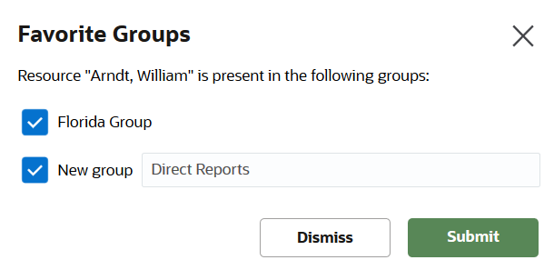 Favorite Groups dialog box
