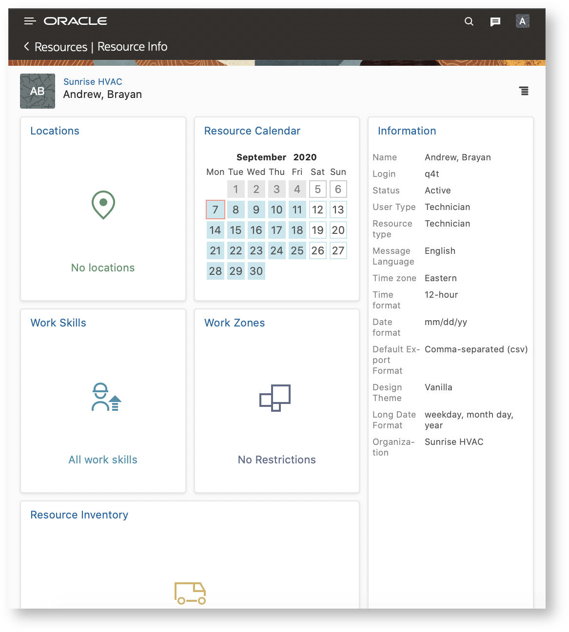 Resource Info page in Redwood theme
