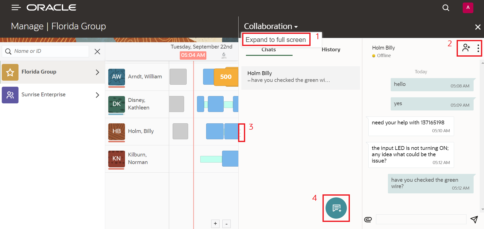 Collaboration window on a working page