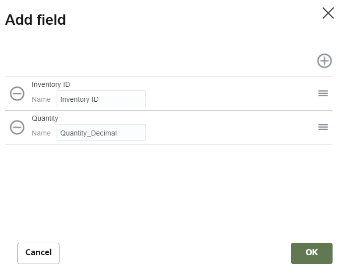 This screenshot shows the Quantity field being added to an outbound channel.
