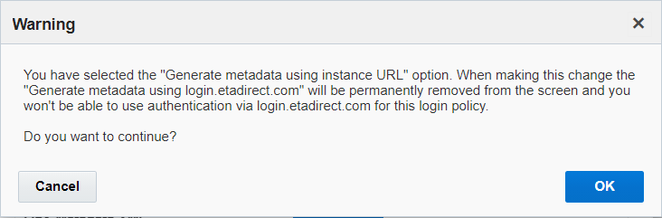 Warning when you change the metadata generation