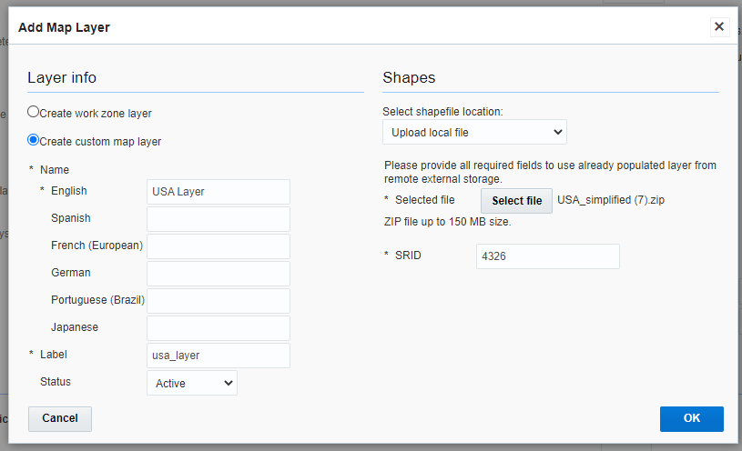 This image shows the Add Map Layer dialog box to add a shape file.