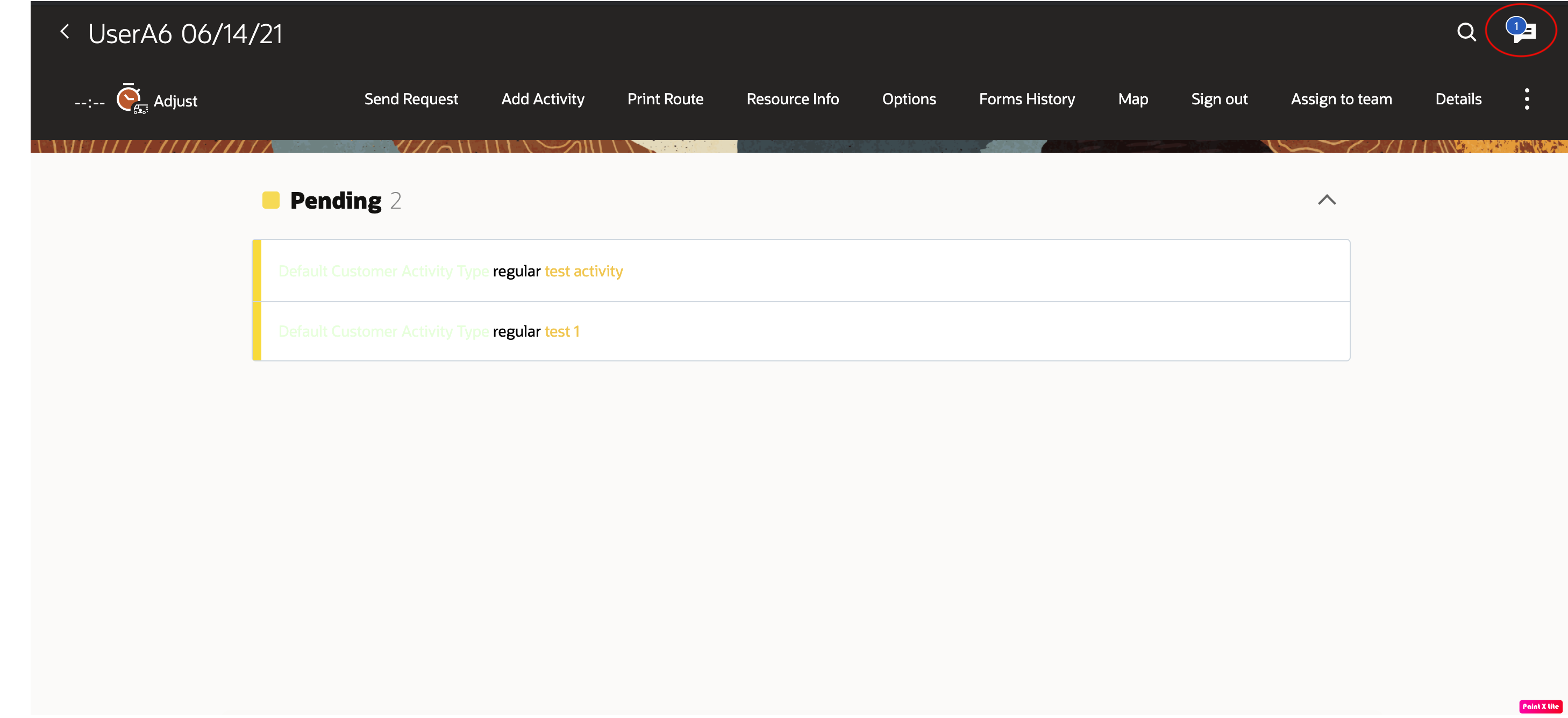This image shows the notifications in the browser, from Update 21C.